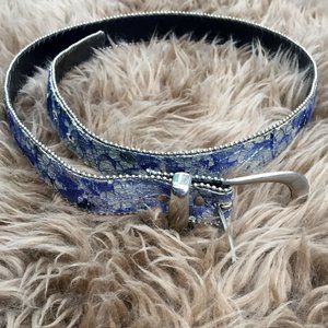 Vintage blue silver sparkly belt - OS